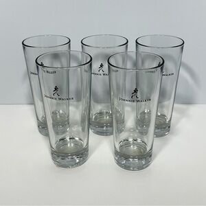 Johnnie Walker Whiskey Glasses Set of 5 Tall Highball Tumbler Drinking Cups